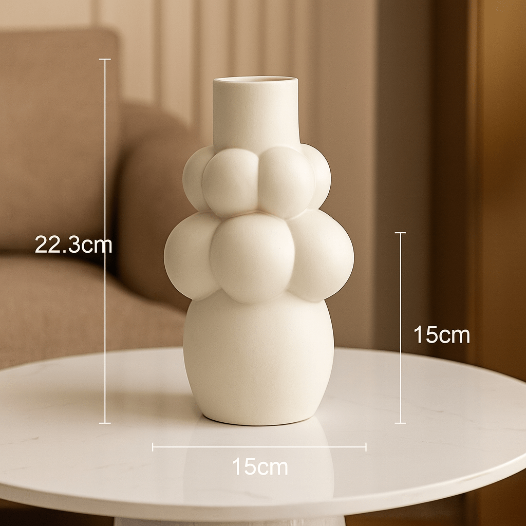 ElegantVase vase Nuage Beige — Format Intermediaire Vase design céramique bulles - Moderne et audacieux