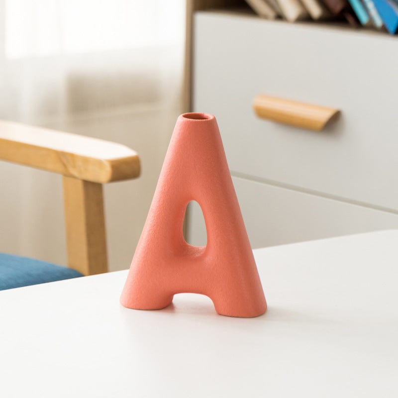 ElegantVase vase Orange Red / Trumpet A APC  Vase Lettre Design en Céramique – Déco Créative pour Fleurs