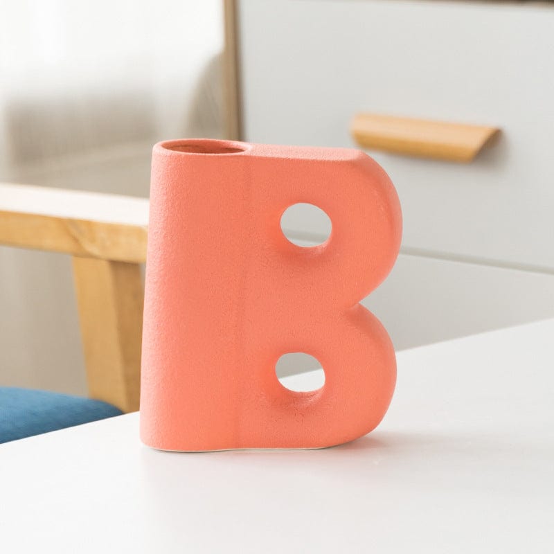 ElegantVase vase Orange Red / Trumpet B APC  Vase Lettre Design en Céramique – Déco Créative pour Fleurs