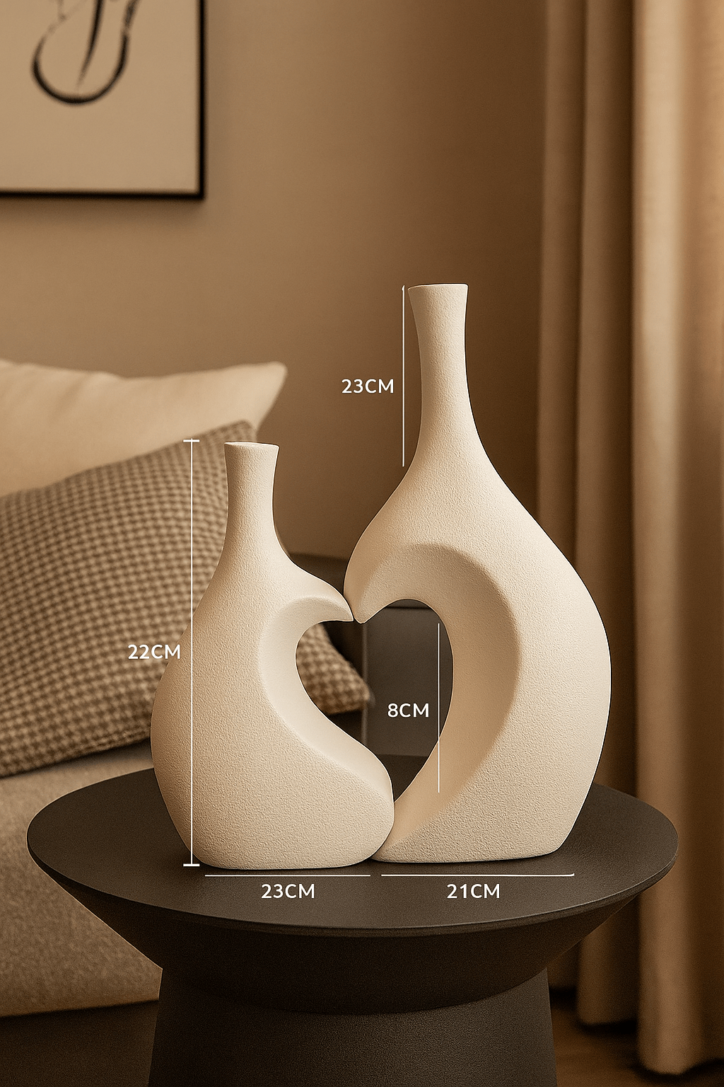 ElegantVase vase Paire – Blanc Vase céramique émaillée bicolore - Rustique chic naturel
