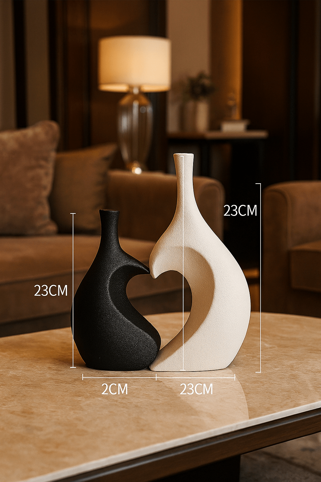 ElegantVase vase Paire – Noir court & Blanc haut Vase céramique émaillée bicolore - Rustique chic naturel