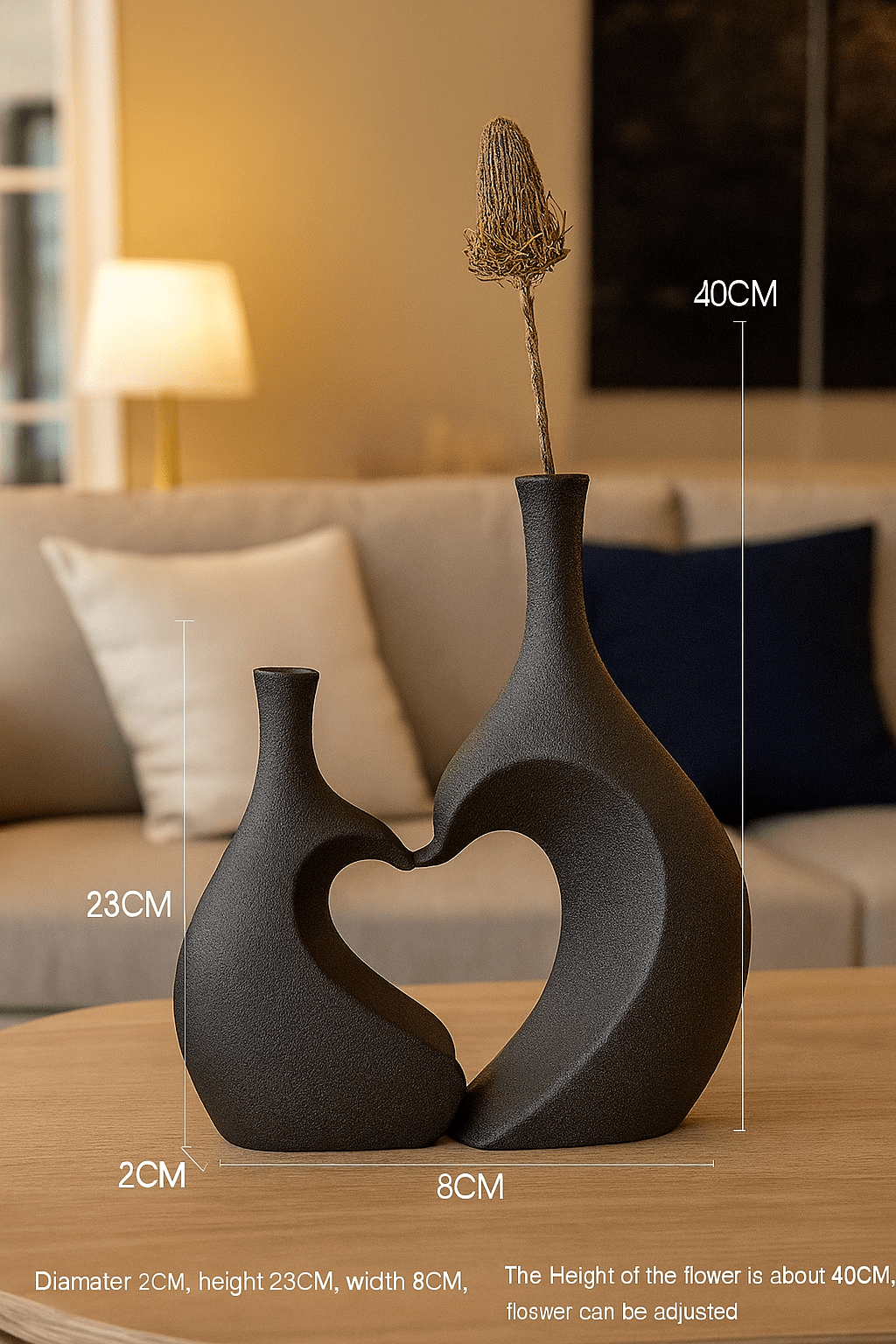 ElegantVase vase Paire – Noir Vase céramique émaillée bicolore - Rustique chic naturel