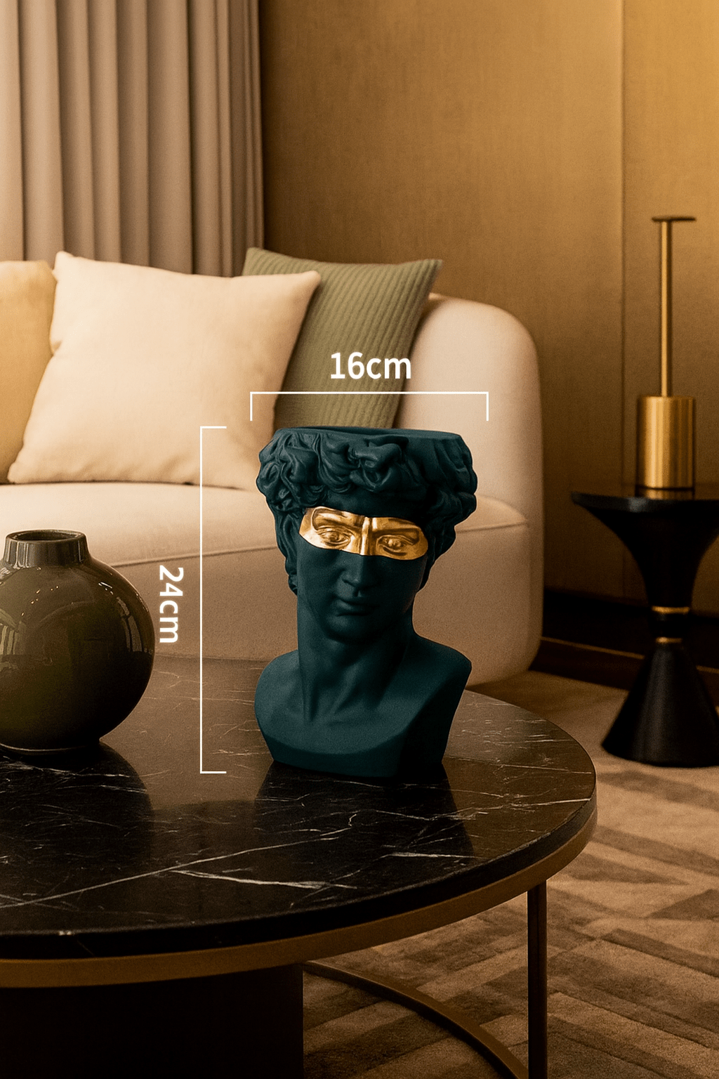 ElegantVase vase Vase Vert Foncé Vase tête David revisité - Déco classique dorée