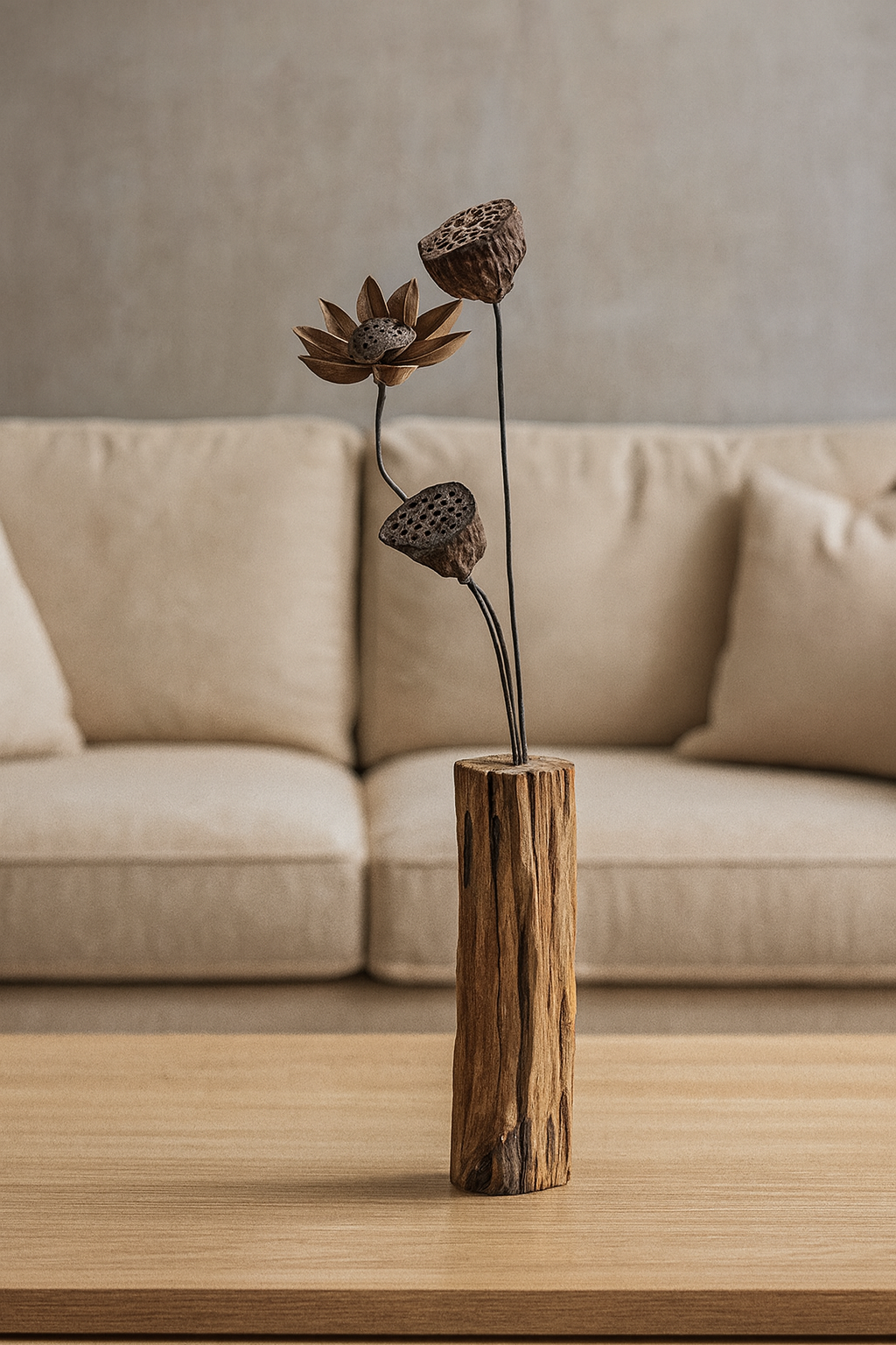 Vase en bois ocre - design moderne